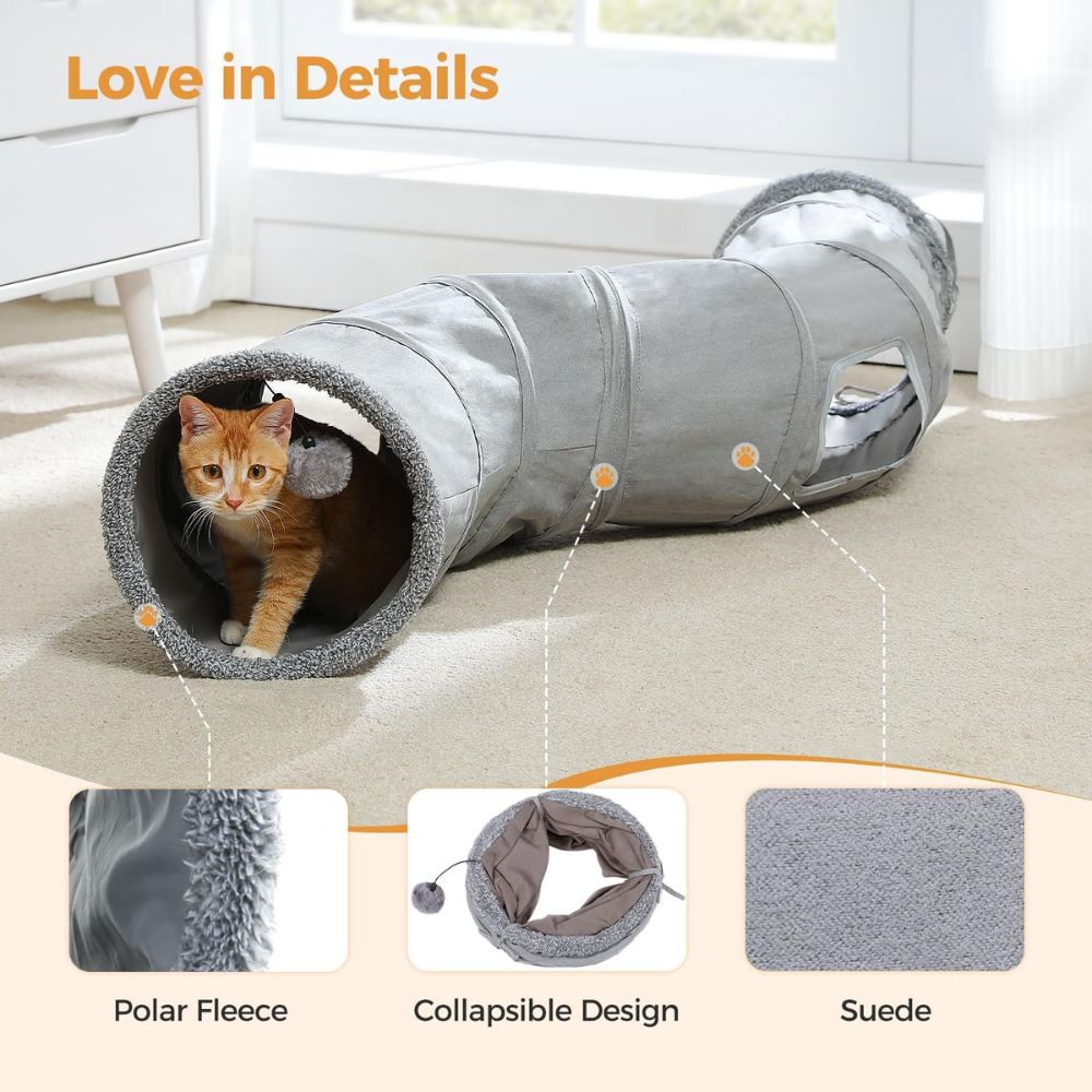 Cat Scratching Post & Tunnel – Fun Activity Center for Indoor Cats