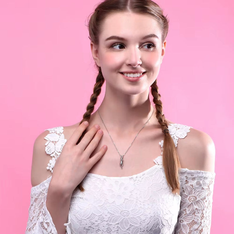 925 Sterling Silver Stretched Cat Necklace for Women 18Inches Rolo Chain Animals Chic Jewelry Gift for Cat Person SC36