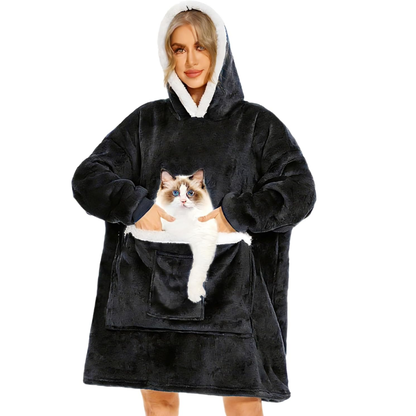 Oversized Sherpa Fleece Hoodie – Cozy Wearable Blanket with Giant Pocket