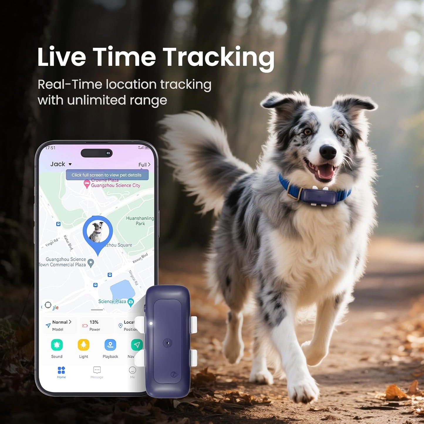Cat Tracker Mini GPS Pet Tracker for Dogs Cats Waterproof Real-Time Location Tracker Virtual Fence 180 Days Location History 4G Cat Tracker Device for 6.5Lbs+ Pets