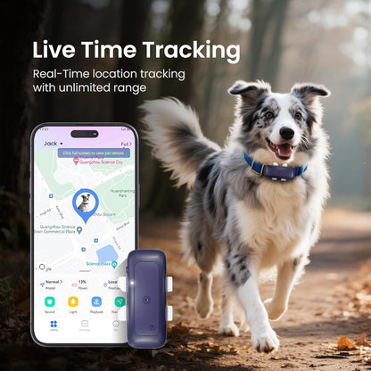 Cat Tracker Mini GPS Pet Tracker for Dogs Cats Waterproof Real-Time Location Tracker Virtual Fence 180 Days Location History 4G Cat Tracker Device for 6.5Lbs+ Pets