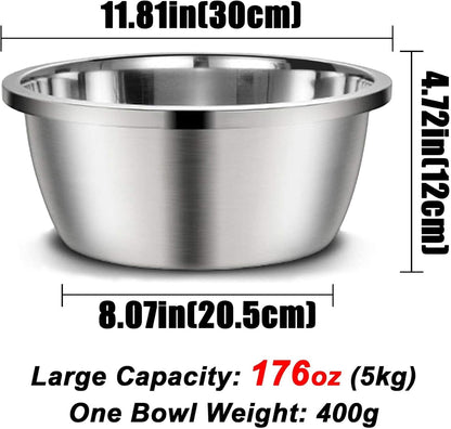 Stainless Steel Large Dog Food Bowl, 176 Oz (24Cup) Large Capacity Dog Water Bowl, Heavy Duty BPA Free for Extra Large Dogs (2 Pcs)
