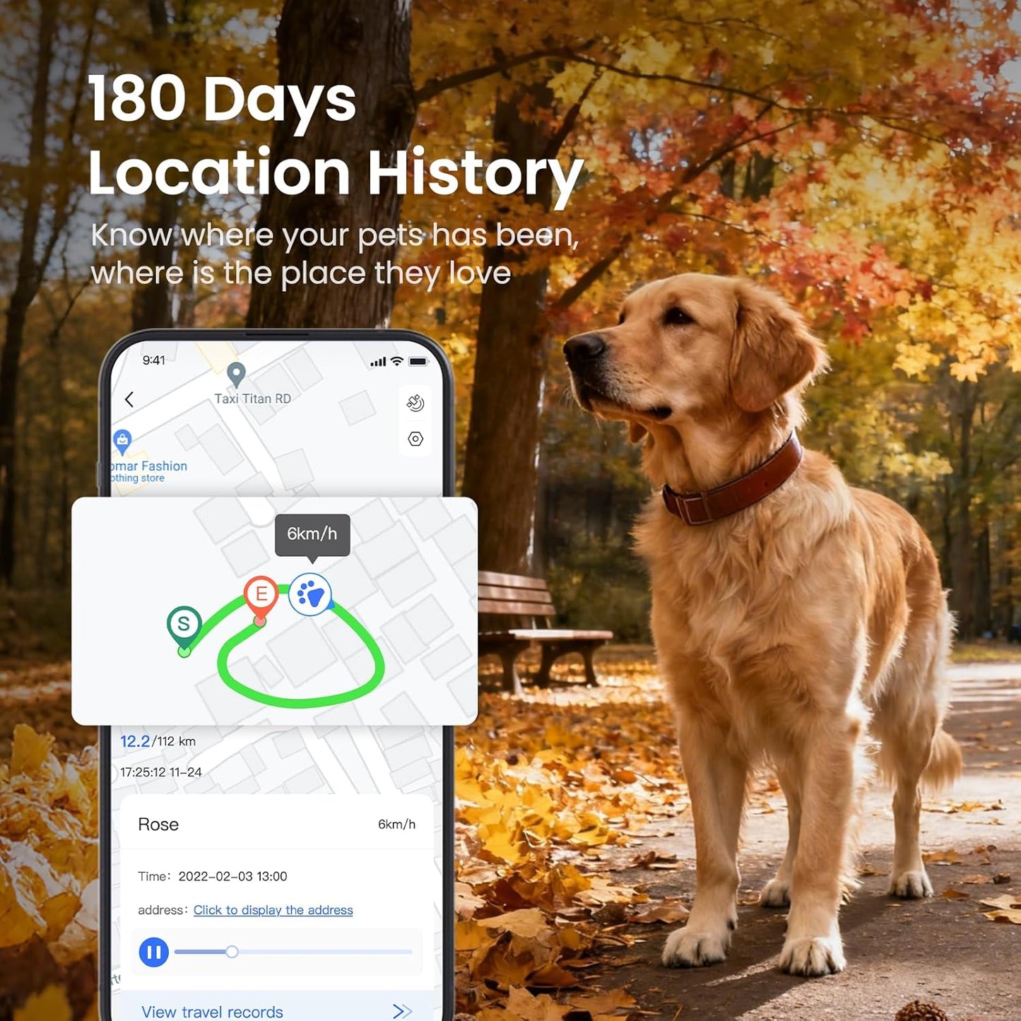 Cat Tracker Mini GPS Pet Tracker for Dogs Cats Waterproof Real-Time Location Tracker Virtual Fence 180 Days Location History 4G Cat Tracker Device for 6.5Lbs+ Pets