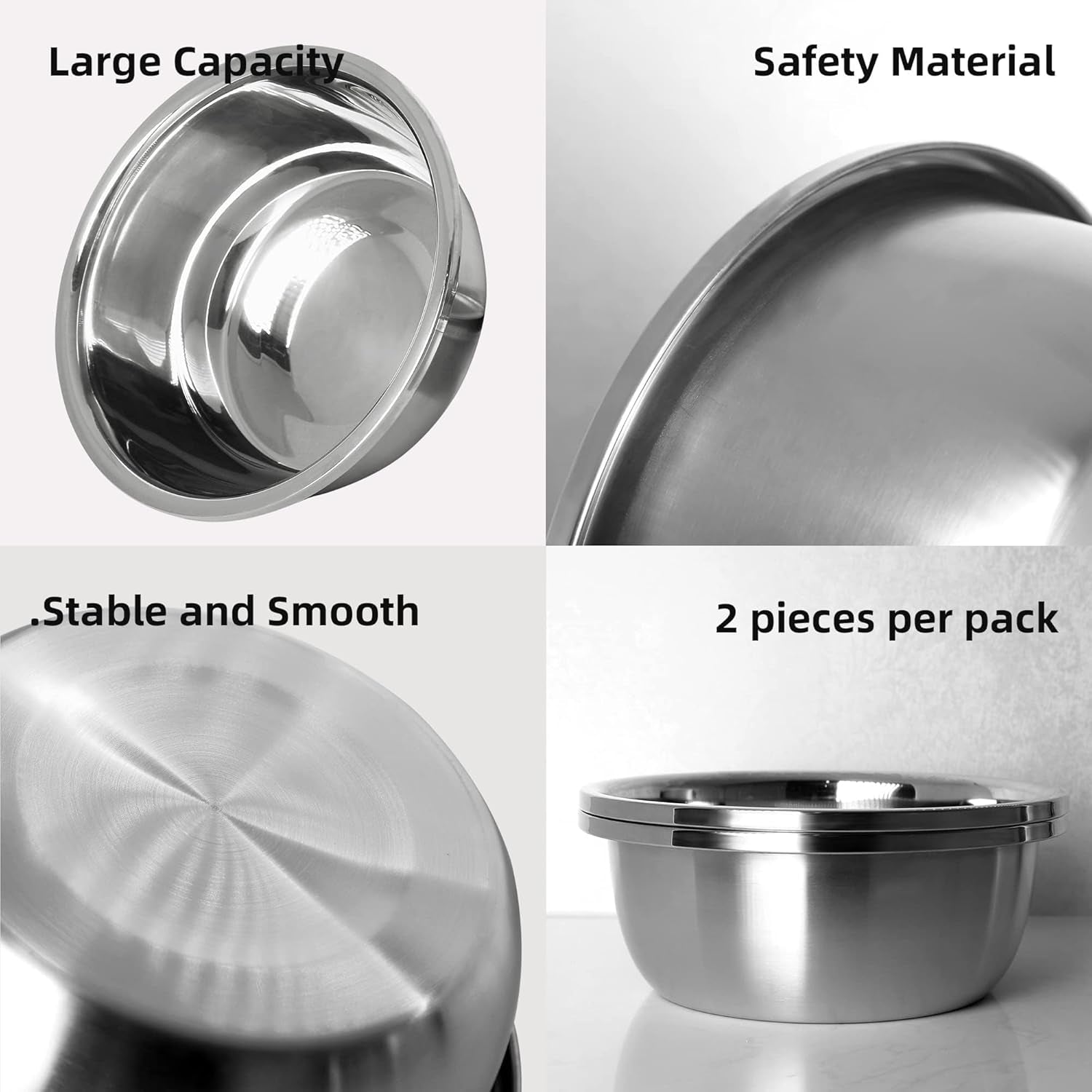 Stainless Steel Large Dog Food Bowl, 176 Oz (24Cup) Large Capacity Dog Water Bowl, Heavy Duty BPA Free for Extra Large Dogs (2 Pcs)